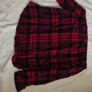 Off the should plaid top